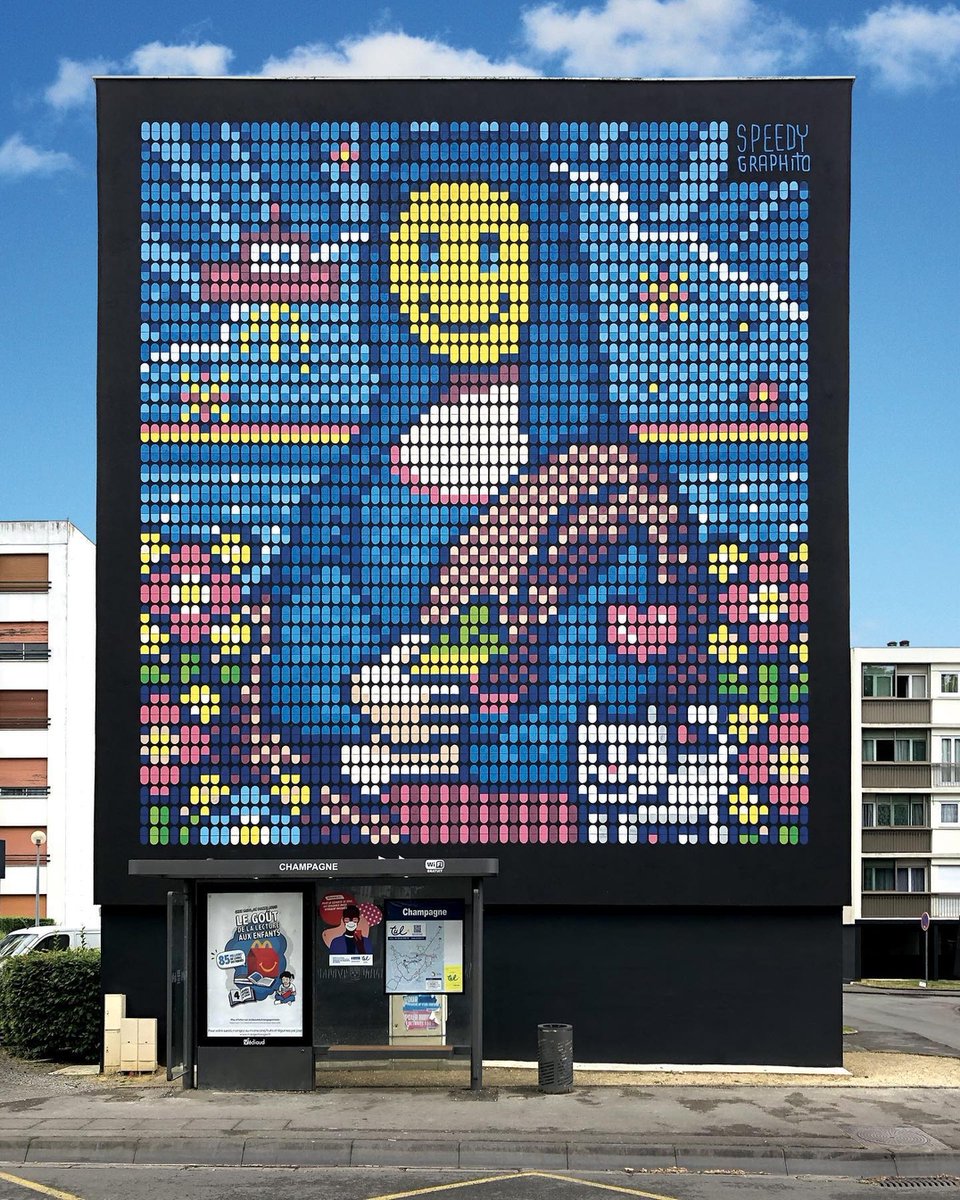 traintoutopia's tweet photo. #monalisa by Speedy Graphito in Laon, France for #festivalartsurbains curated by Christian Guemy. Photo by Galerie Barthelemy Bouscayrol. https://t.co/TRRG33NUFL