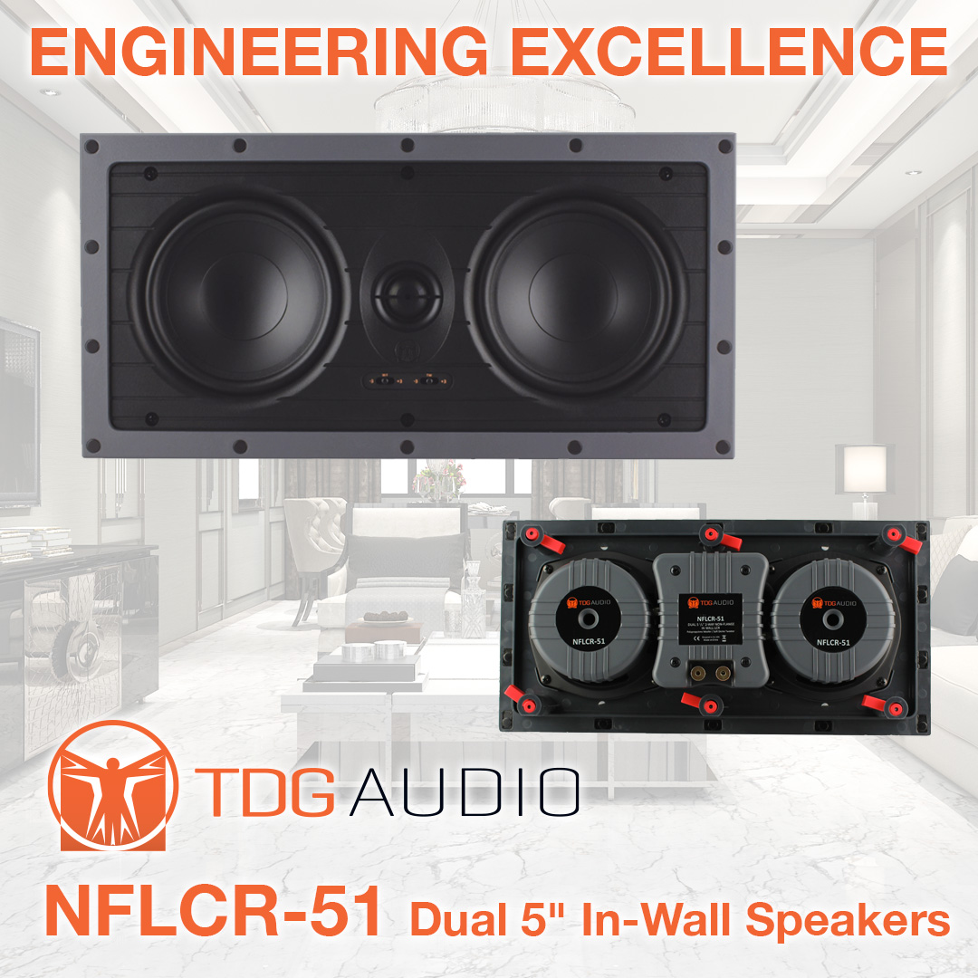 This powerful dual 5 inch in-wall LCR speaker makes your entertainment room or home theater a surround sound powerhouse with the NFLCR-51 five inch dual in-wall LCR speaker. tdgaudio.com/product/nflcr-… #duallcrspeaker #inwallspeakers #hometheater