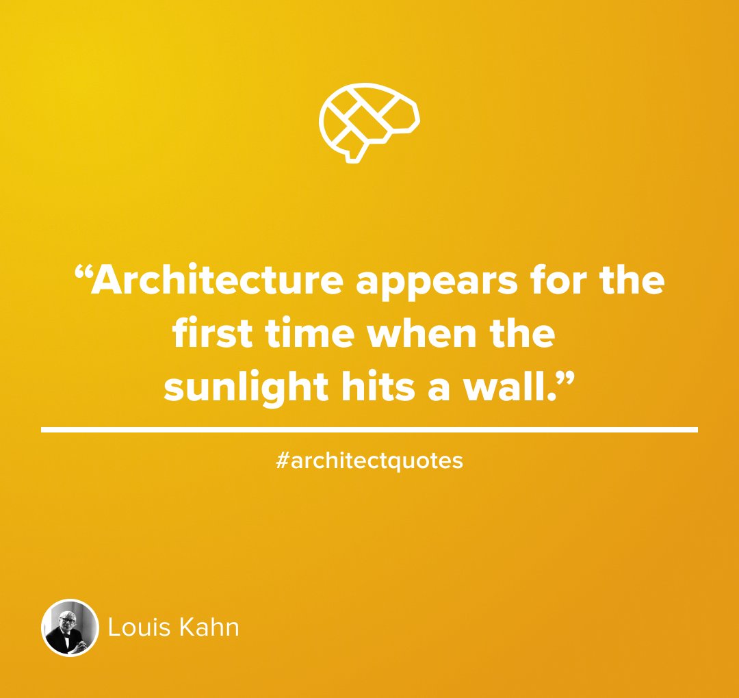 ThinkParametric's tweet photo. “Architecture appears for the first time when the sunlight hits a wall.” ~ Louis Kahn
#architectquotes #louiskahn https://t.co/P9865ZklZm