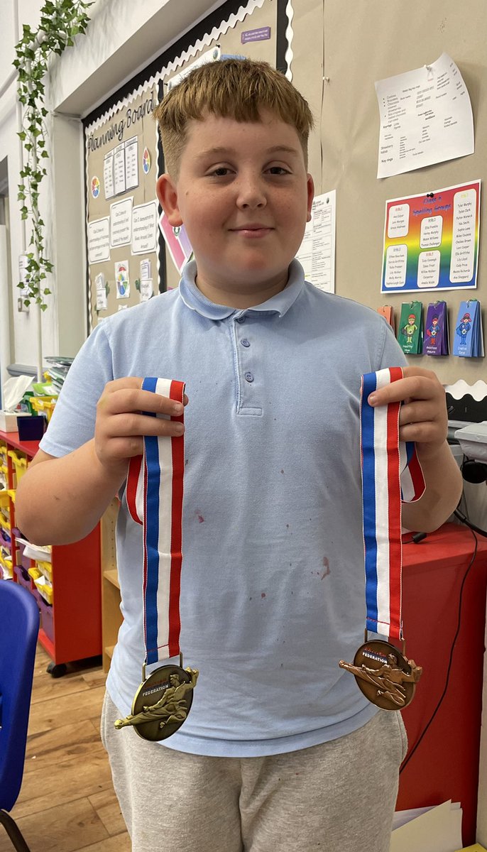 ynysdduprimary's tweet photo. So very proud of these two talented pupils! A bronze and gold medal in his first ever taekwondo competition 🥉🥇and a fantastic ballet achievement…points gained at 11 🩰 #ambitiouscapable #creativecarys #expressivearts #healthyconfident 👏👏👏 https://t.co/q4MkZ78swI