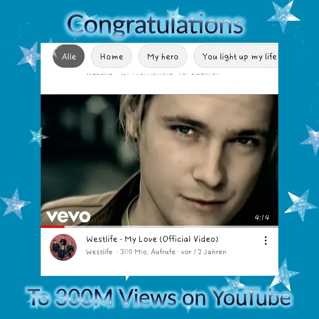 Congrats to 300M Views on YouTube to My Love 😍👍👏💖 #westlife #nickybyrneinsta #kianegan #shanefilanofficial #markusmoments #mylove #youtube #viral #viralpost #fyp #foryoupage