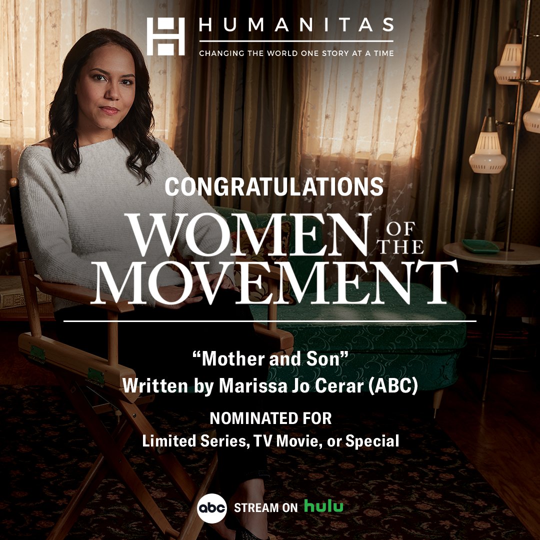 #WomenOfTheMovement has picked up another incredible nomination for 'Mother and Son' Written by Marissa Jo Cerar, and we couldn't be more proud. #HumanitasPrize