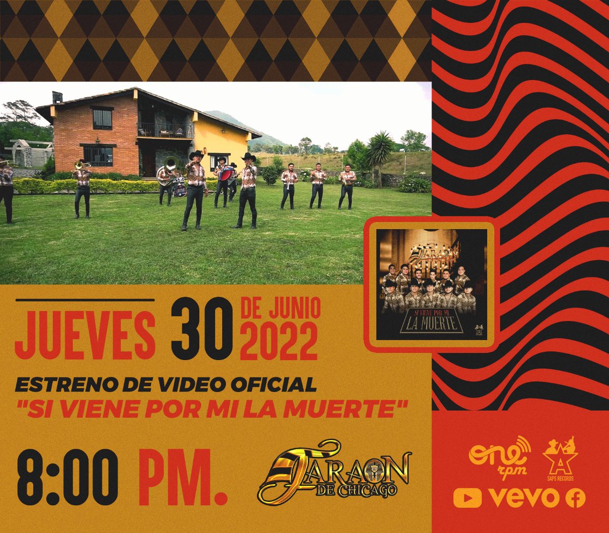 FARAONDECHICAGO's tweet photo. Ya estamos a pocos días para el gran estreno de "Si Viene por Mi la Muerte" 🔥🎶

Clic aquí para ser el primero en escucharlo en plataformas digitales.
https://t.co/Ut4krjtrOY 👈

También lo podrás ver en #Youtube.
https://t.co/wlQ4FuJsLQ 📲 https://t.co/BhHi7Dgzvf