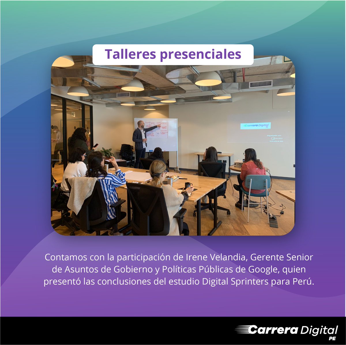carrera_digital's tweet photo. El 16 de junio se realizó el 2do taller, donde contamos con la presencia de especialistas en temas de desarrollo de habilidades digitales, emprendimiento y género. Este evento estuvo centrado en el eje de capital humano del estudio Digital Sprinters elaborado por Google. https://t.co/xqXqNmKj7t