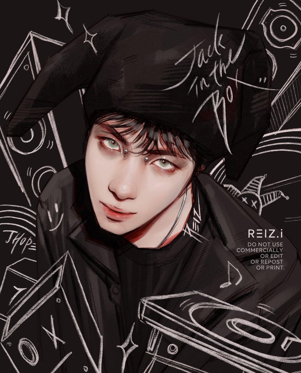 1boy male focus solo hat looking at viewer green eyes jacket  illustration images