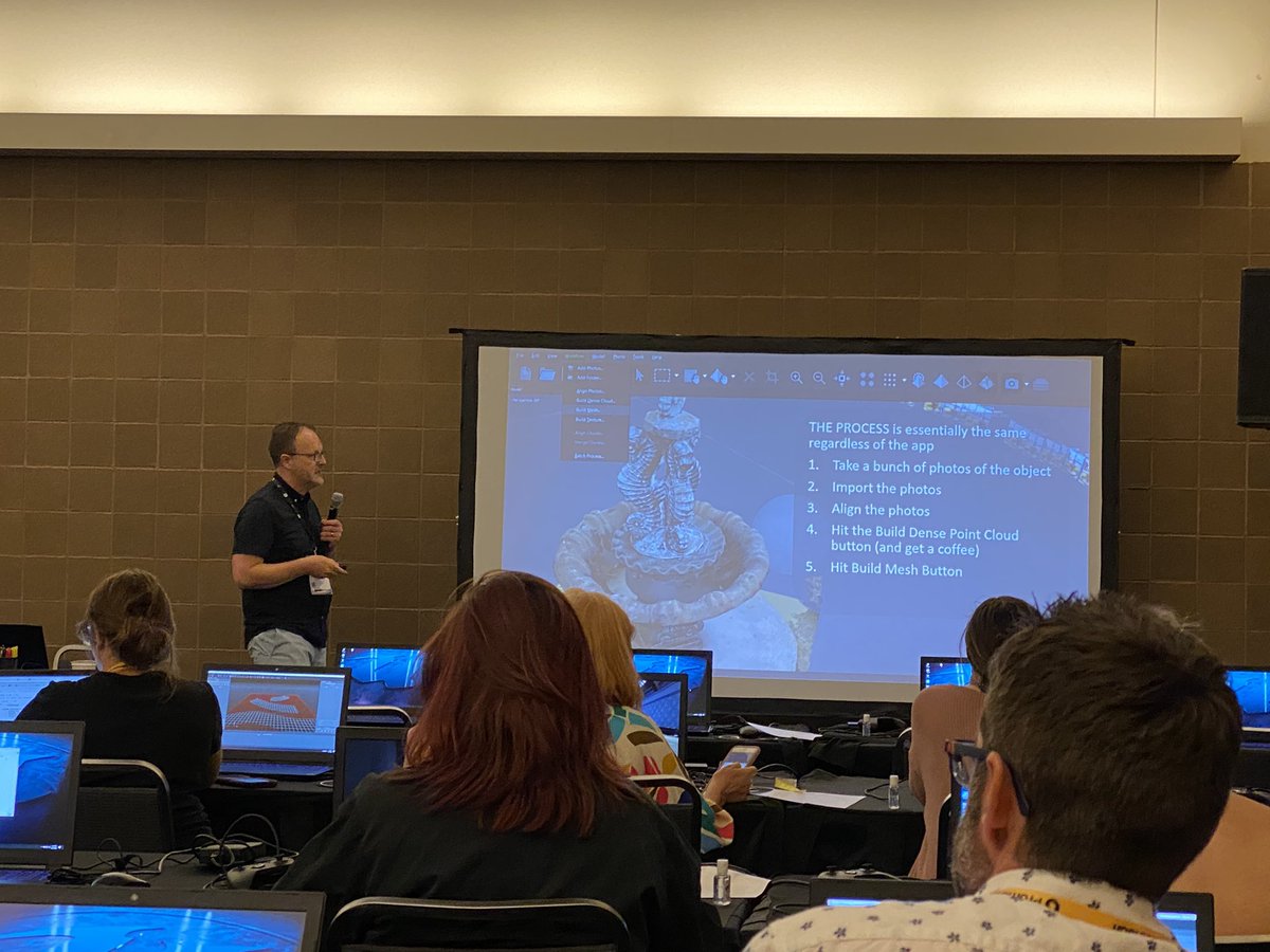 Learning about photogrammetry from <a href="/jpedrech/">Jim Pedrech</a> ! My buddy <a href="/TeachtheTech/">Paul Gordon</a> is here too! #ISTELive22