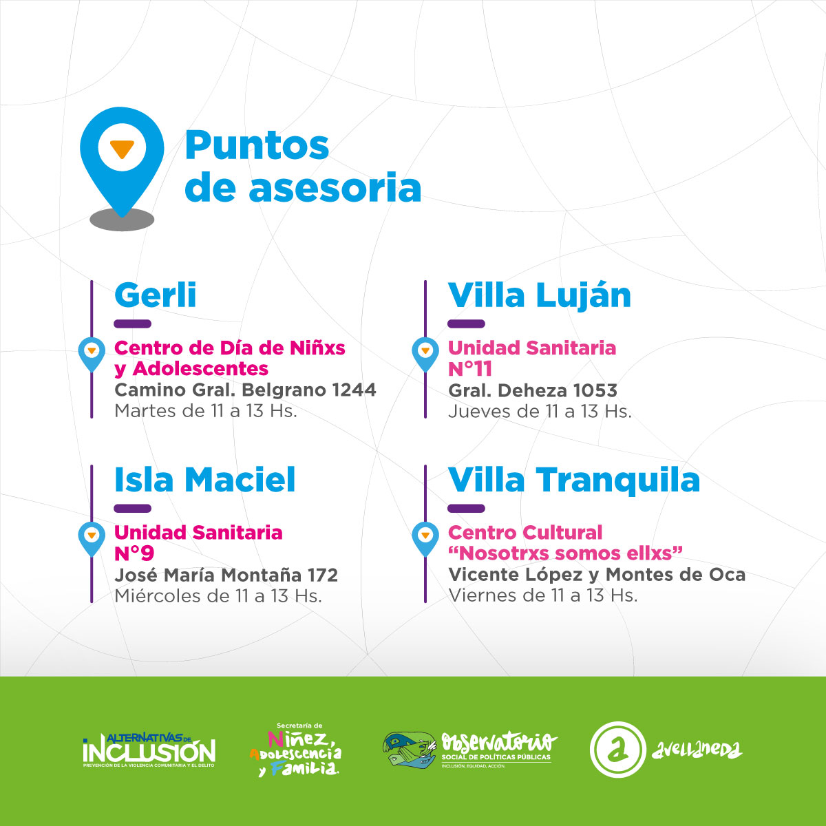 gestion_a's tweet photo. 🟢 Desde el “Programa Alternativas de Inclusión”, Dirección de Prevención de Derechos Vulnerados, estamos presente en los barrios para que puedas realizar tus consultas y sumarte a nuestros grupos de trabajo. 

Vías de contacto: 
📲114 265 2414
💻alternativasdeinclusion@gmail.com https://t.co/RLdUh1Tkig