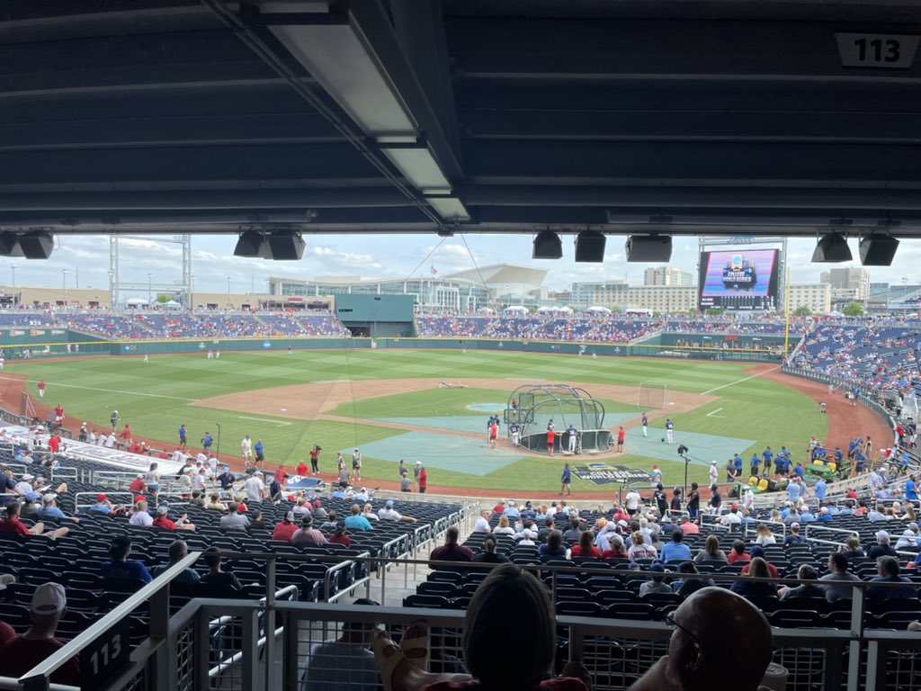 bgroth25's tweet photo. Good to be back seeing another @OU_Baseball Sooner squad taking the program another step up at the CWS. Was great getting to meet so many people within the OU athletic program and what it takes to all come together. Great to be there with some of our guys, meet other former... https://t.co/auMXJkk53q