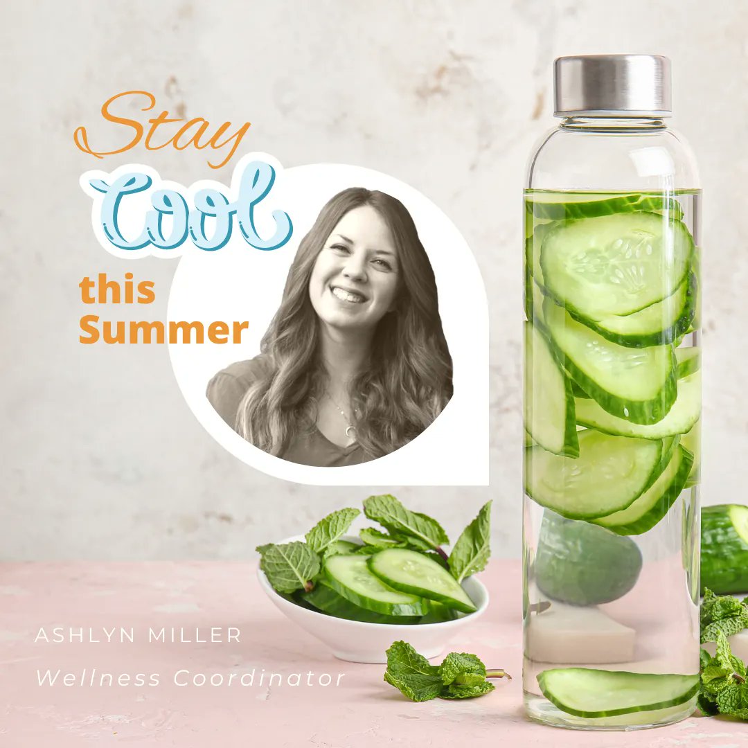 BioScienceCtr's tweet photo. Our Wellness Coordinator has a few tips to stay cool this summer. 
💧 1. Drink plenty H20
🍏2. Eat fresh summer foods like cucumbers, zucchini, avocado, cilantro, &amp; mint
🛀3. Take time to relax &amp; don't overwork your body &amp; mind
Sign up for our newsletter https://t.co/H8MBW7O1iK https://t.co/THL7ejwF9z
