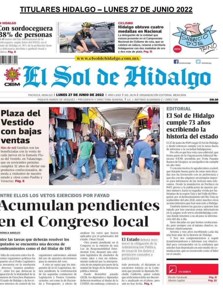 jorgeluisol's tweet photo. Felicitaciones a quienes hacen posible @ElSoldeHgo por su 73 aniversario de vida. Enhorabuena. Vengan muchos más! @OEMenlinea @MaxPrez10 #SUTSP Mi Alma Mather profesional saludos amigos https://t.co/kR3nL40BGC
