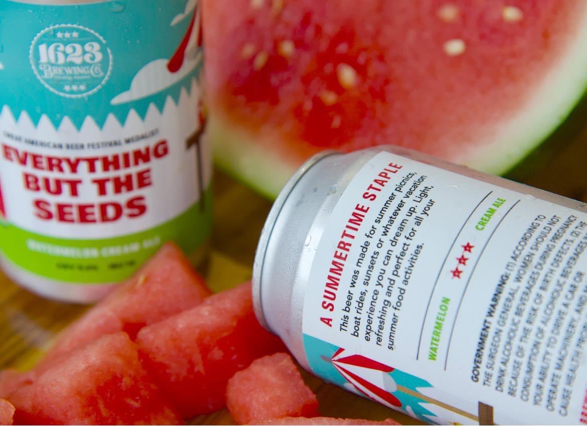chesapeakebev's tweet photo. #SPOTLIGHTOFTHEWEEK is Everything But The Seeds from @1623Brewing! Trust us… this Watermelon Cream Ale is a summertime staple and is going to make you lose your ‘RIND’! 🤣🍉 
Available now in 6pk cans, but only for a limited time!

#1623brewing #summertime #mdcraftbeer https://t.co/iLydXeUm8a