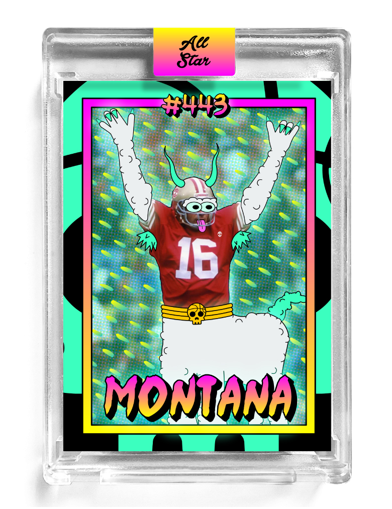 AllStarFreaks's tweet photo. 💀 Montana (#443) minted! 

FREE (just pay gas) for existing holders of an ASF card

OR

Ξ0.075 for anyone new to the collection.

To enter, RT this Tweet AND drop your wallet below. 👇

Winner selected Tuesday (tomorrow) AM ET
https://t.co/3whLrvQFgH https://t.co/ejLA4bWblk