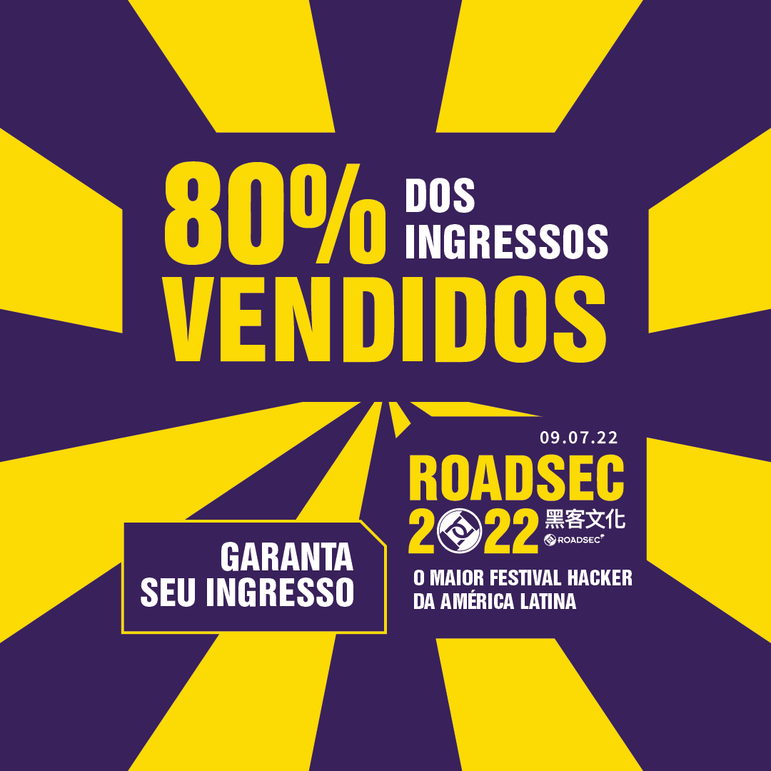80% dos ingressos para o maior festival hacker da América Latina já tem dono! Você ainda não tem um pra chamar de seu? Garanta um dia cheio de conteúdo técnico, networking, recrutamento tech, música, final do #HFBR22 e muito mais! bit.ly/3zkS0lm #roadsec #dontstophacking
