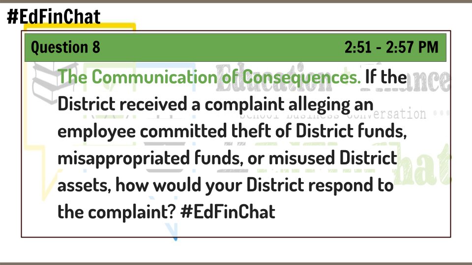 Our final question! Communication of Consequences - Be sure to answer with "A8" and #EdFinChat in your response.