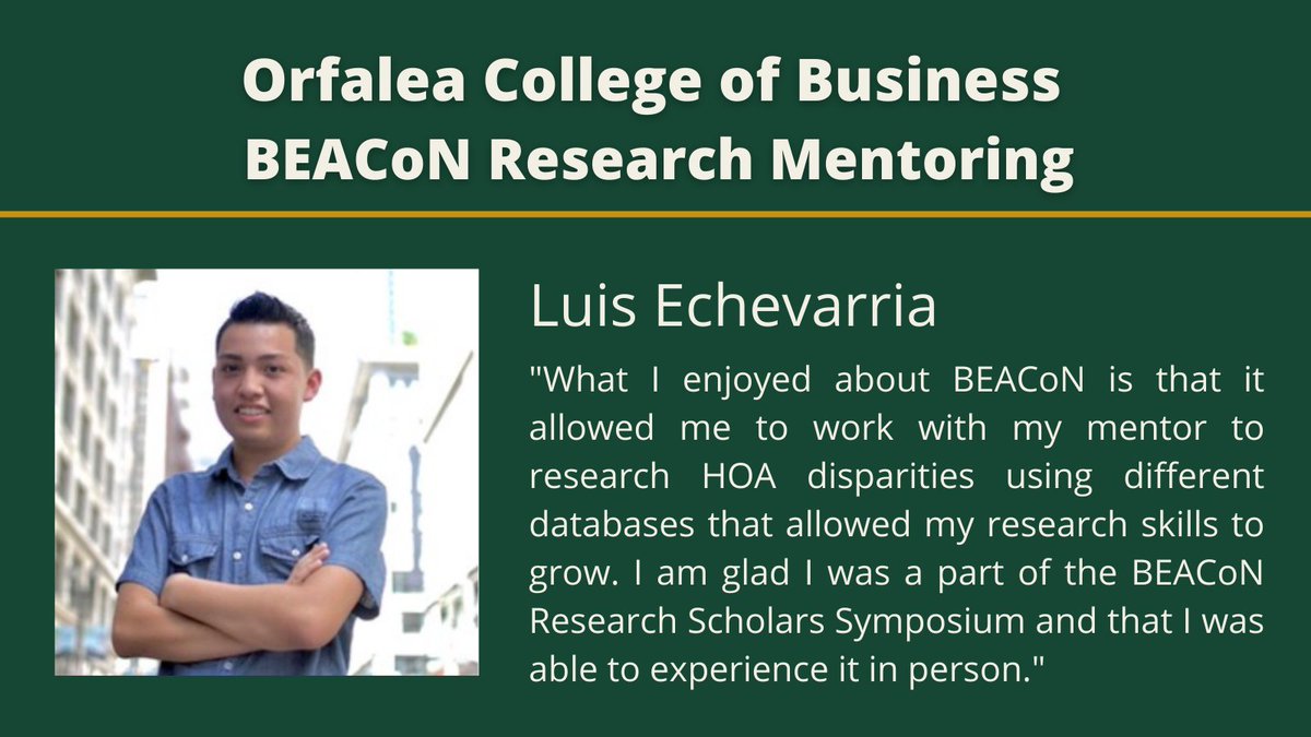 Bizresearch_CP's tweet photo. @OrfaleaCollege #InfoSystems undergrad Luis Echevarria assisted Associate Prof of #Accounting & #Law, Bradford Anderson in the 2022 BEACoN Mentoring program 💡
They focused their efforts on #researching Homeowner Associations Disparities & Discrimination https://t.co/UhFw2yt1Rf https://t.co/uim2N8oHRI