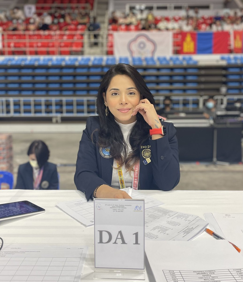 akshatashete's tweet photo. Judged as DB &amp; DA for majority of the competition &amp; it was a great experience. Understanding the new COP &amp; getting hands on it was a task. 

#judge #judgeslife #competitionjudging #asianchamps #rhythmicgymnastics https://t.co/Yq3oSTFVV7