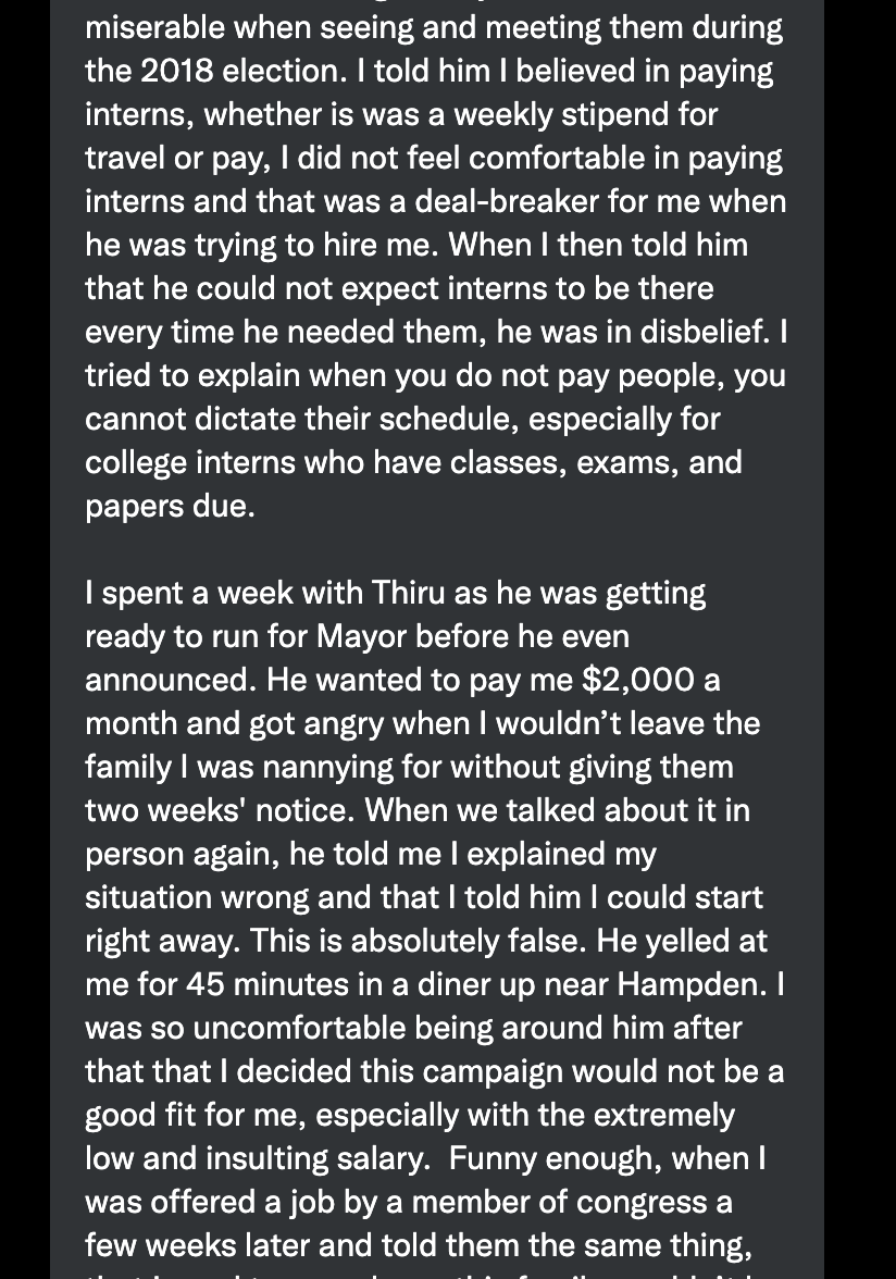 jewstein3000's tweet photo. A woman named Emma Lucaci shared this story with me about working with Thiru Vignarajah - unpaid interns exploited on his campaign and also his temper. She asked me to share it from my  account. Passing on.  @emma_lucaci https://t.co/VRxWYuDVjE