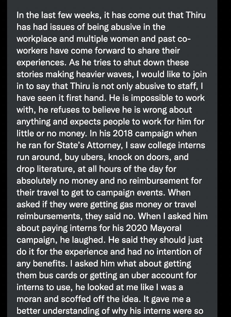 jewstein3000's tweet photo. A woman named Emma Lucaci shared this story with me about working with Thiru Vignarajah - unpaid interns exploited on his campaign and also his temper. She asked me to share it from my  account. Passing on.  @emma_lucaci https://t.co/VRxWYuDVjE