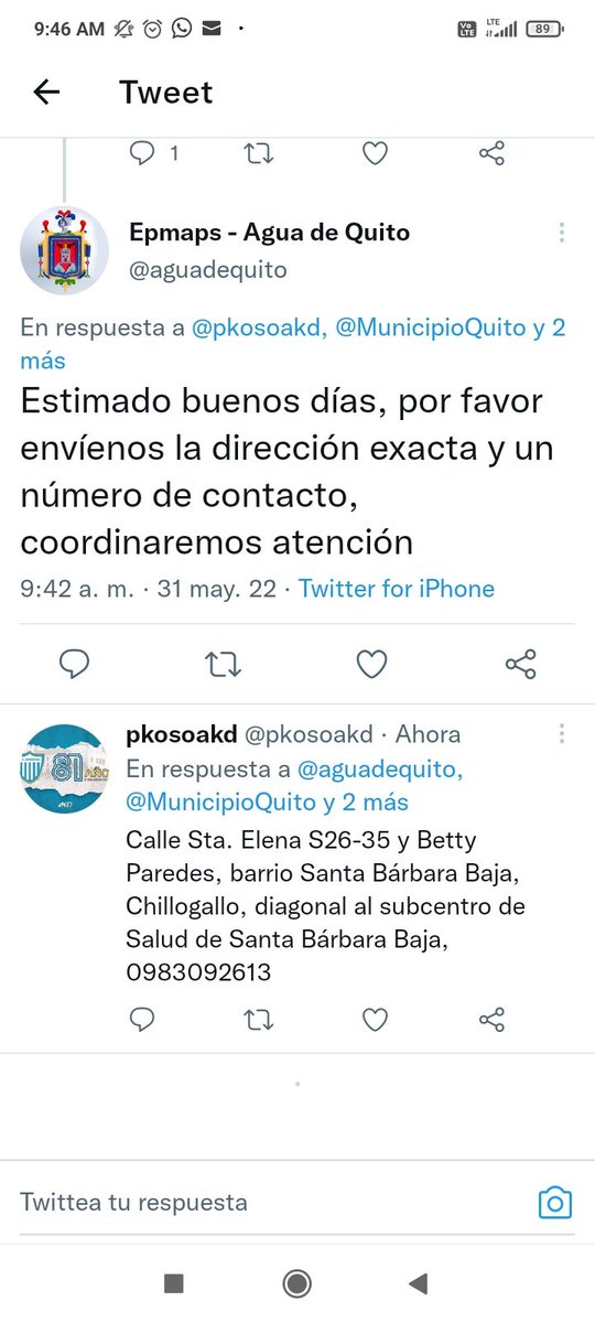 pkosoakd's tweet photo. Hasta cuándo @aguadequito, ya se cumplen 30 días desde que se contactaron y nada, hasta nos bloqueo el contacto que nos dieron para la solución, será que le pongo una banderita blanca al hueco que se está formando 🤔 para que vengan... @EcuavisaInforma @santiguarderas https://t.co/2fnTY7bkit