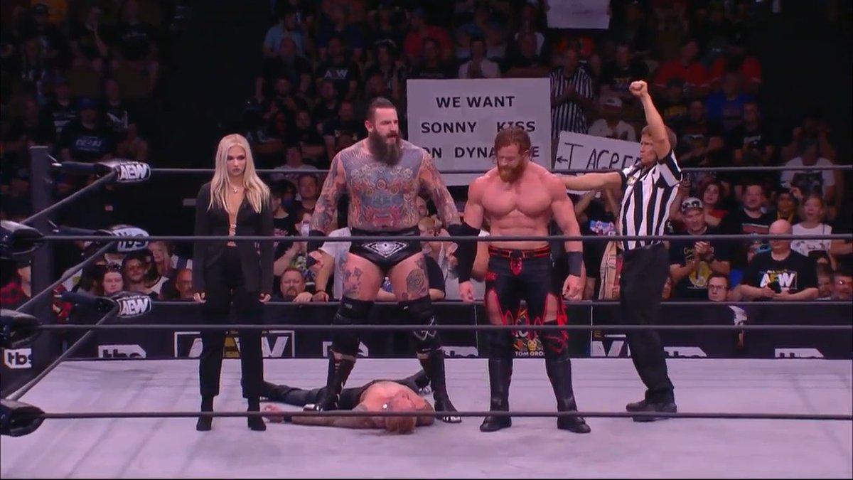 Dear God, they squashed them like mosquitoes in an auditorium after a concert. The #HouseOfBlack scores the win #AEWDarkElevation