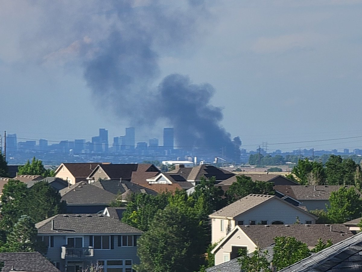 Downtown Denver fire rn. View from Littleton