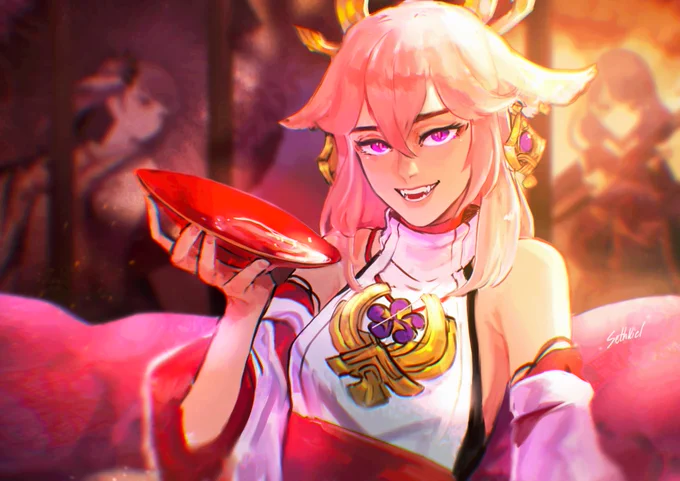 I will never stop drawing Miko with fangs
 #GenshinImpact  #原神 #yaemiko 