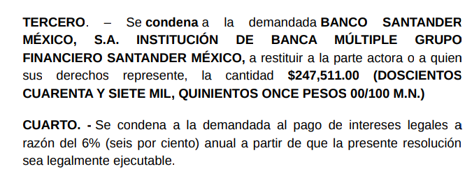 Pan17_9's tweet photo. Imagínense ser de la 3ra edad, que te bajen el dinero que ahorraste toda tu vida, ganar en juicio y que aún así @SantanderMx se niegue a pagar. 
(Anexo sentencia) 
#SantanderMexico #SantanderNoCumple 
@AristeguiOnline @PJCDMX @AztecaNoticias @ImagenTVMex https://t.co/vOYeHbunQt