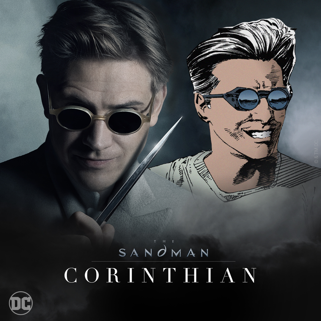 DCOfficial's tweet photo. Never peer behind the shades of the Corinthian. Enter the world of #TheSandman now — volume one is free-to-read for all on DC UNIVERSE INFINITE: https://t.co/Gyzms6mH8r https://t.co/sVsQh7R4IK