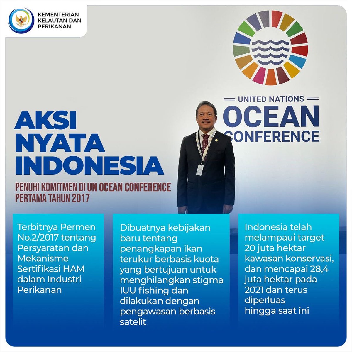 Indonesia telah melaksanakan serangkaian aksi sebagai tindak lanjut komitmen pada UNOC pertama yang diselenggarakan di New York pada 2017.

#TrenggonodiUNOC2022 #SaktiWahyuTrenggono #KKPAccelerate