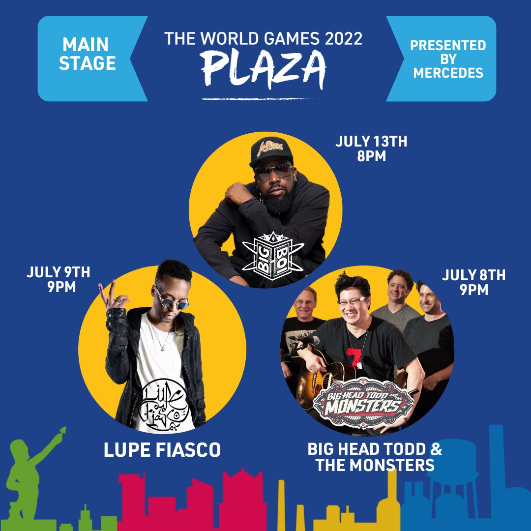 TWG2022's tweet photo. #TWGPlaza will have 3 BIG nights during #TWG2022!
#PlazaParty:
July 8th Big Head Todd & The Monsters
July 9th Lupe Fiasco
July 13th Big Boi
Learn more about the free #TWGPlaza! β https://t.co/ski4UmUAd9
#RoadtoBHM
@regionsbank @BigBoi @LupeFiasco @bhtm @MercedesBenz https://t.co/mK4Ky5ToeM