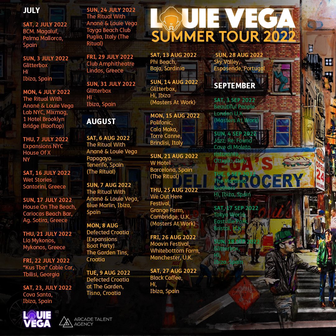 LouieVeganyc's tweet photo. Summer Tour 2022 in motion! I hope to see you at a city near !!! https://t.co/e4snAKxrw9