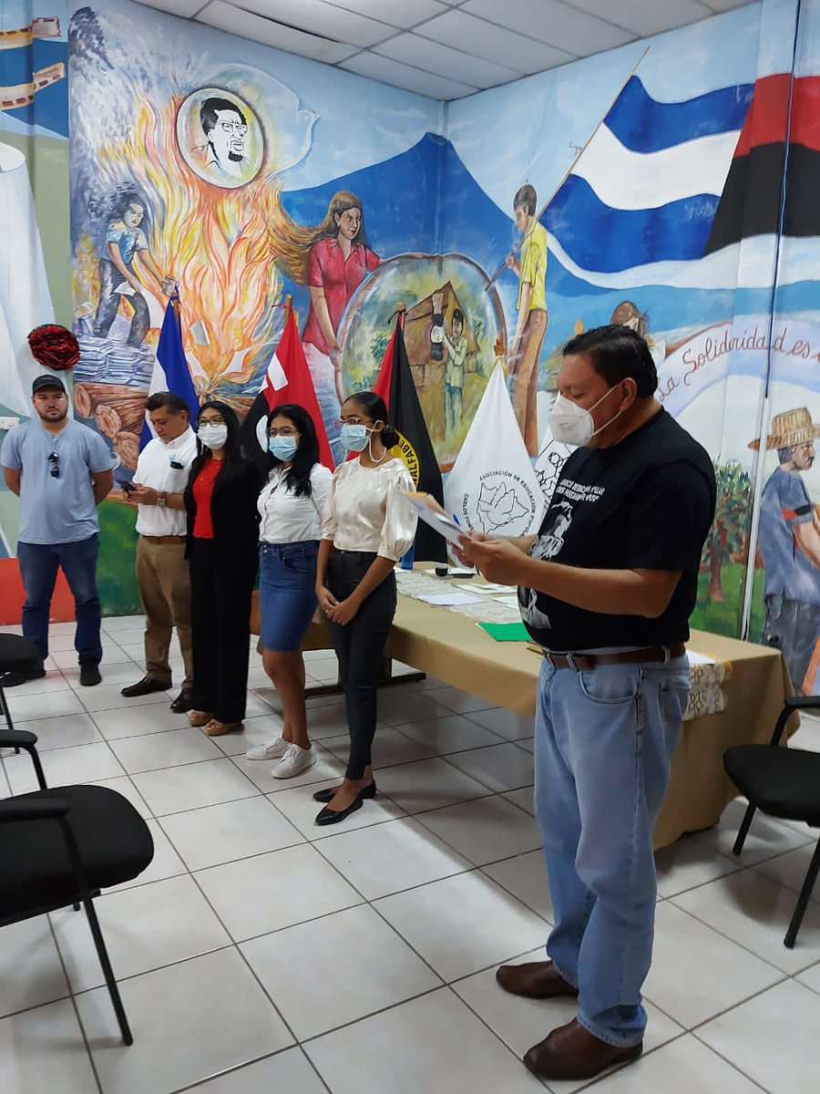 AEPCFA's tweet photo. La Asociación de Educación Popular Carlos Fonseca Amador bajo el lema "AEPCFA es Revolución", realizo su segunda asamblea de asociados y junta directiva en conmemoracion al natalicio del Comdt. #CarlosFonseca y en saludo al 43 Aniversario de la Revolución Popular Sandinista. https://t.co/0Om31zKG7M