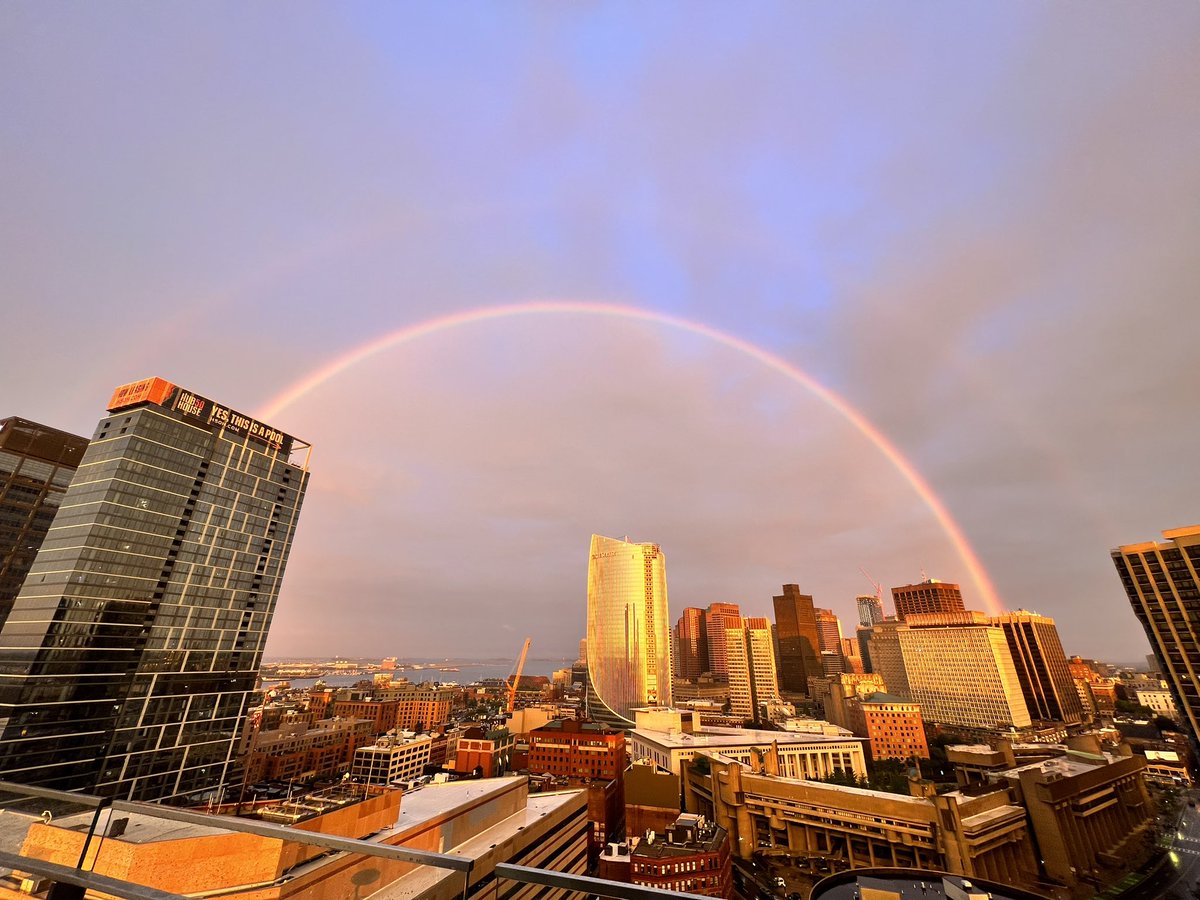 Double rainbow over Boston this evening 🌈🌈