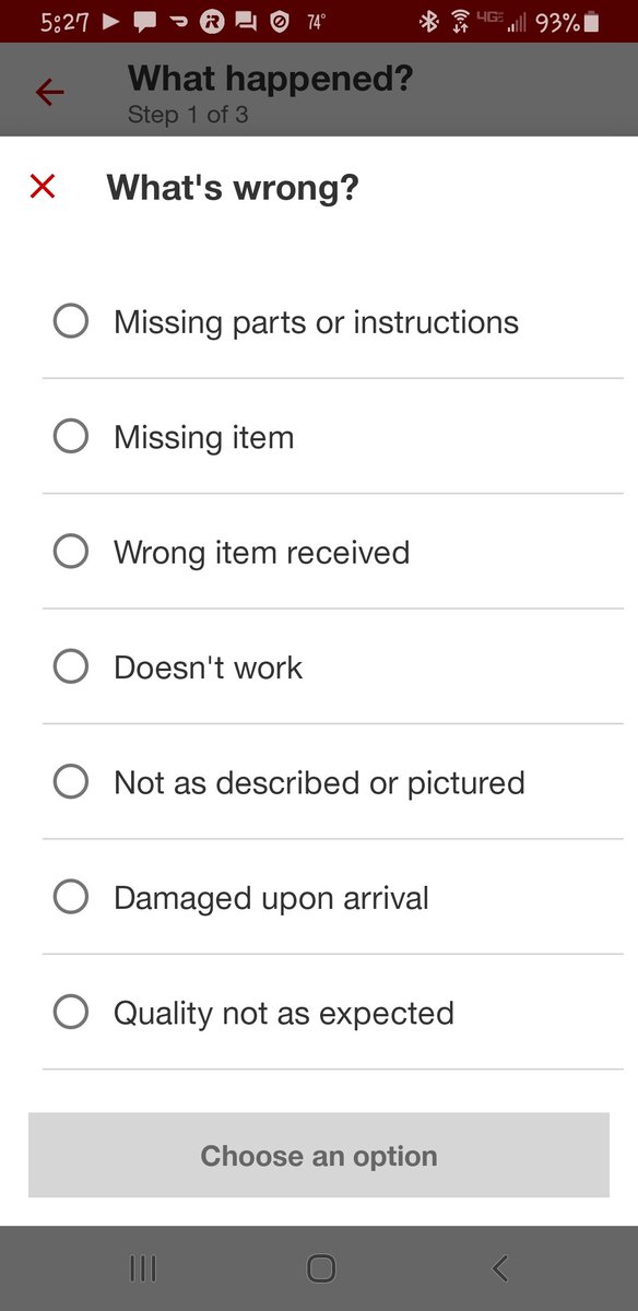 OhShitMoreCake's tweet photo. Hey @Target I picked this up in my drive up order. What option should I pick to fix the issue? Doesn't work? https://t.co/JPdfoiOAU8