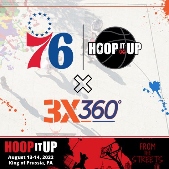 We’re very excited to be co-managing the inaugural indoor <a href="/sixers/">Philadelphia 76ers</a> <a href="/hoopitup/">Hoop It Up</a> 3-on-3 tournament August 13th-14th at <a href="/cesportsevents/">Competitive Edge</a> in King of Prussia, PA. Come #HoopItUp‼️Register your team here: bit.ly/3HVowwK <a href="/fiba3x3/">3x3 Basketball | FIBA3x3</a> <a href="/jrnba/">Jr. NBA/Jr. WNBA</a> #Fiba3x3 #3x360 #76ers 📈