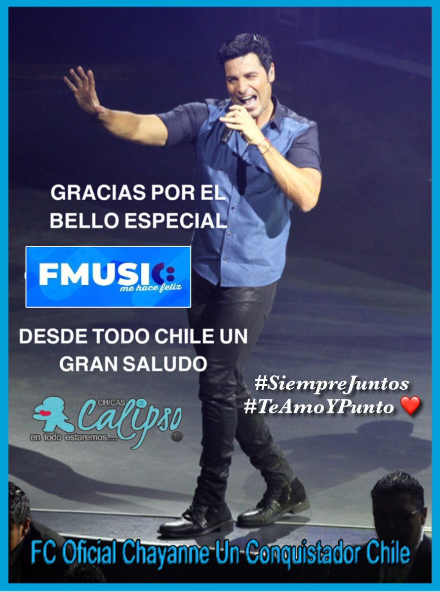 JuliaDiazPerez's tweet photo. #ElArteDeAmar  en @RadioFmusic gracias #AndresLocutor por este bello tema de @CHAYANNEMUSIC  cariños @CHICASDECALIPSO  #FelizCumpleañosChayanne #FelizAniversario34Años #SiempreJuntos #TeAmoYPunto 
🇨🇱💙🇨🇱💙🇨🇱💙🇨🇱💙 https://t.co/utfxIHHweT