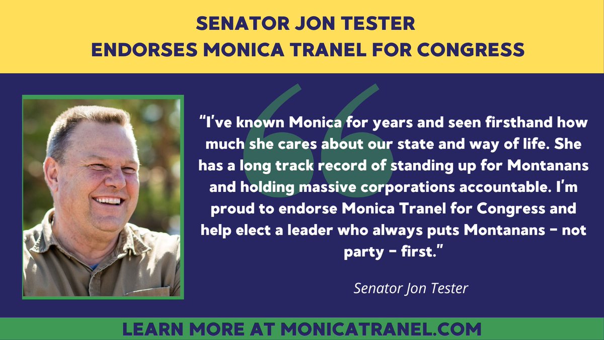 MonicaTranel's tweet photo. Whether it’s passing the Infrastructure Bill that will rebuild MT, the Blackfoot Clearwater Stewardship Act to preserve our public lands, or the numerous bills he’s passed to help our veterans, @jontester always puts Montana &amp; people first. I’m honored to have his support. #mtpol https://t.co/VeOQYP1YwQ