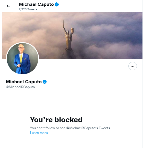 MoeJLong's tweet photo. Have You Been Blocked By This Man?
We're starting a group, cuz it seems like there's enuff to serve at least a 6 top.
Sign Up Here!

What VICTIMS these particular rich, white, men are. Whatta shame - but so, so #OnBrand.
#MichaelCaputo https://t.co/4MxF5vzQ15