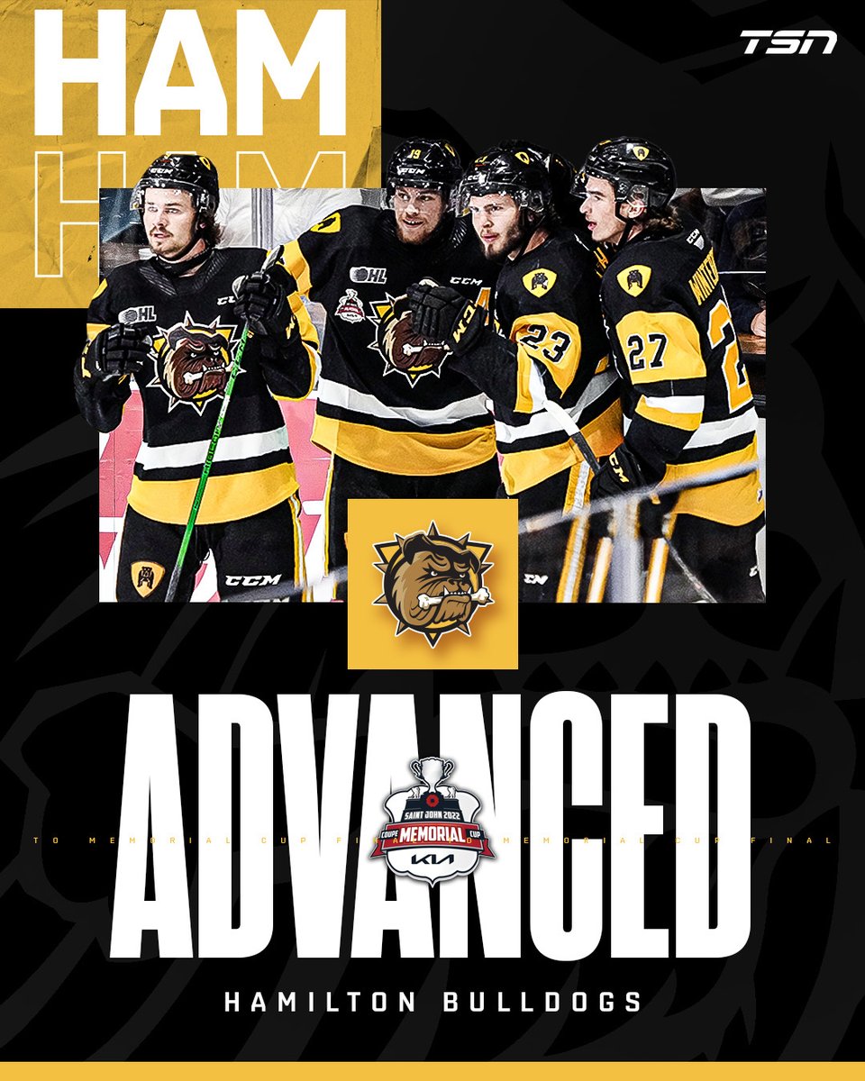 TSN_Sports's tweet photo. The Hamilton Bulldogs advance after beating the Shawinigan Cataractes in OT!

The Bulldogs will face the Saint John Sea Dogs in the Memorial Cup Final! 🏆 https://t.co/HBfy7ijVIR