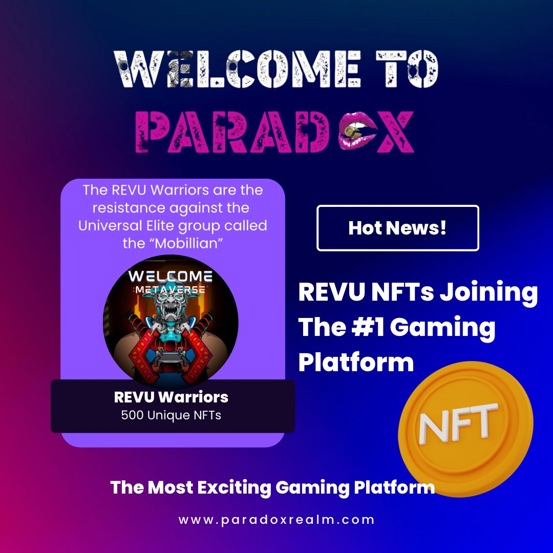Welcome the Revolution Unity Warriors to the @ParadoxRealms ecosystem Premiere #Metaverse Gaming and #NFT Staking With #Crypto Rewards unlike ever before ParadoxRealm.com #BNB #NFTs #Web3 #BSC