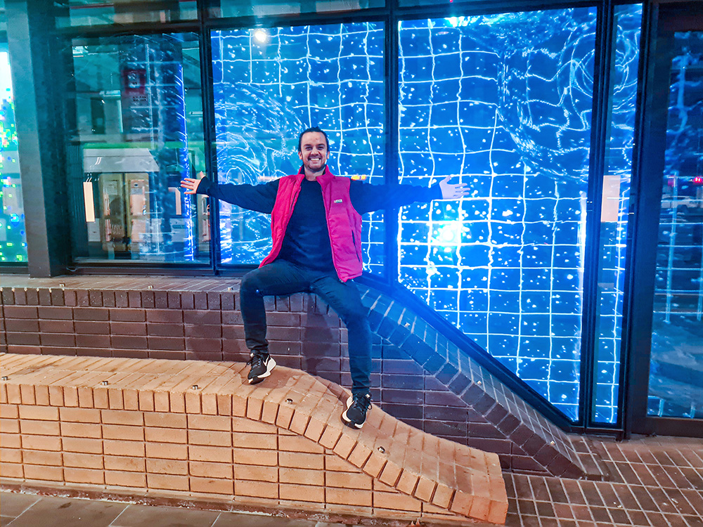 Launching Thursday! Check out Carl's  space-time projections, visible during the Firelight Festival which is on between the 1st-3rd of July, 889 Collins St, Docklands (Melbourne)  #OzGrav #Astronomy #RenewDocklands