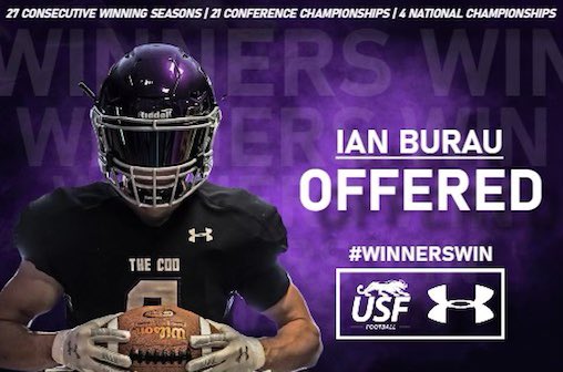 After a great camp and great conversation with <a href="/CoachLukeOlson/">Coach Luke Olson</a>, I am blessed to receive my first offer from @USFCooFootball!