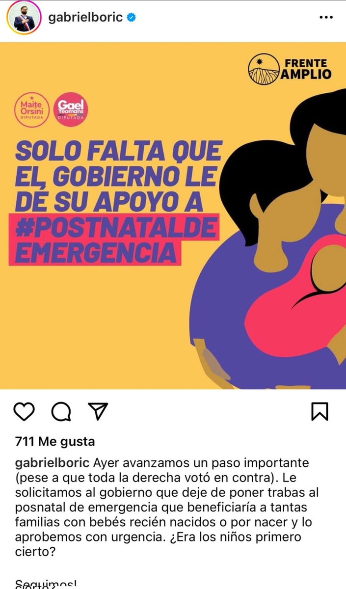 cami_leals's tweet photo. @gabrielboric @gabrielboric enserio eran los niños primero? O ahora que llegaron a la presidencia ya no importa? 

Necesitamos #PostnatalDeEmergencia URGENTE ‼️‼️No sigan poniendo trabas ‼️

@izkia @GobiernodeChile @Presidencia_cl @ministeriosalud https://t.co/diLVwidCm3