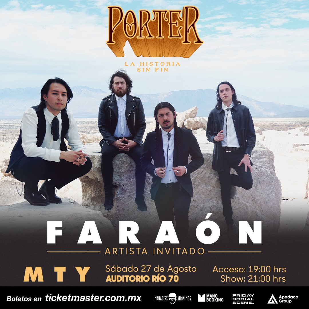faraonband's tweet photo. Amigos estamos súper contentos de compartir con cada uno de ustedes que SOMOS INVITADOS DE PORTER EN SU SHOW✨🤍

Esperamos verlos ahí para compartir con ustedes lo que sabemos que será una noche llena de magia y energía 🔮🪬

Tickets 
🎫https://t.co/ACNNWTns2H
@PorterOficial https://t.co/3G1mHjEoWQ