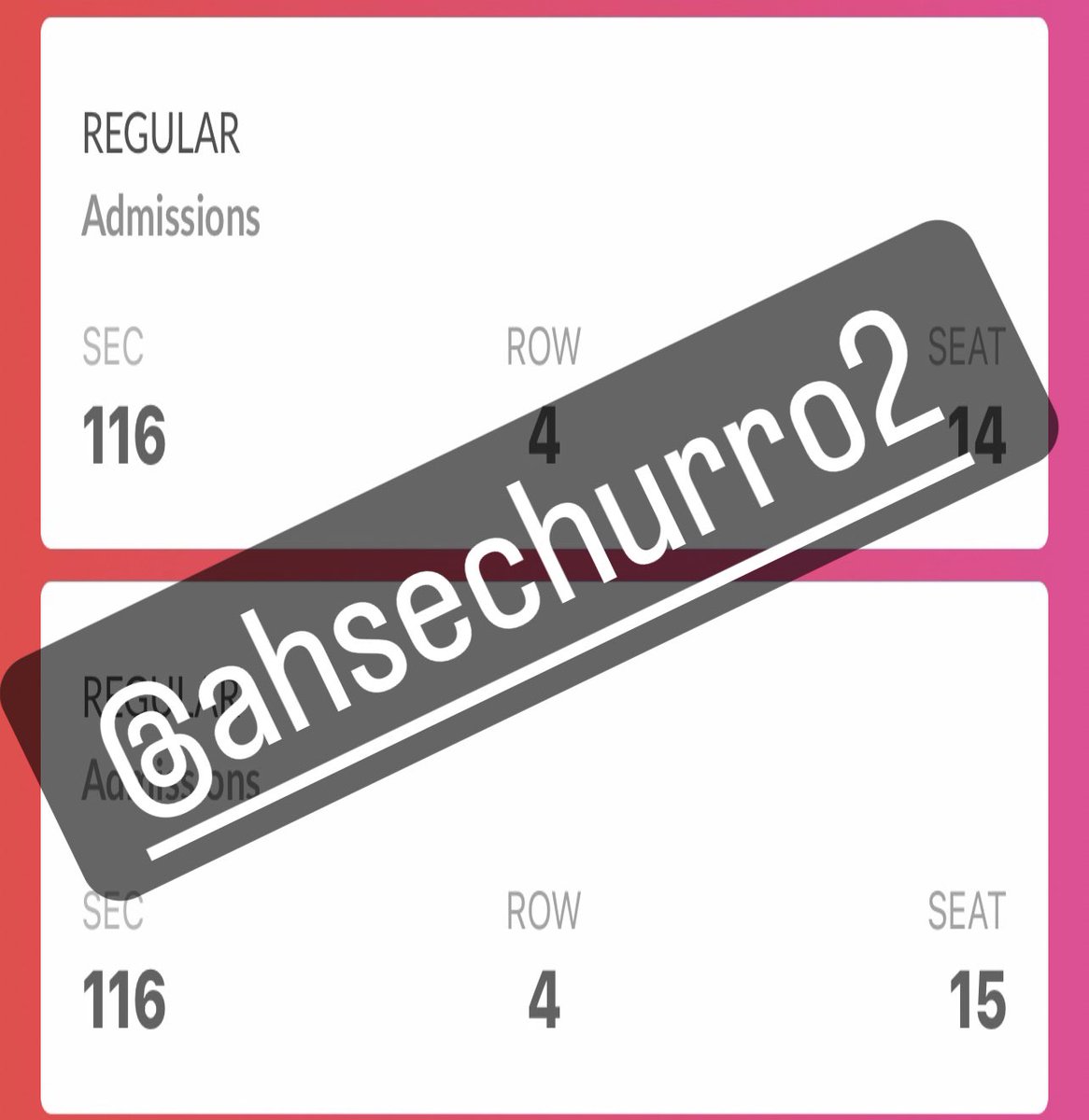 ahsechurro2's tweet photo. WTS Day 2 KCON LA tickets

2 P1 seated Row 4: $300 each
#wts #wtskcon #KCON2022LA #kconla #kconwts #wtb https://t.co/74aw0OwatM