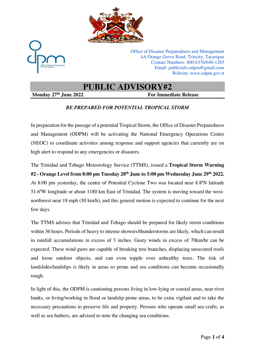 ODPM Trinidad and Tobago tweet media
