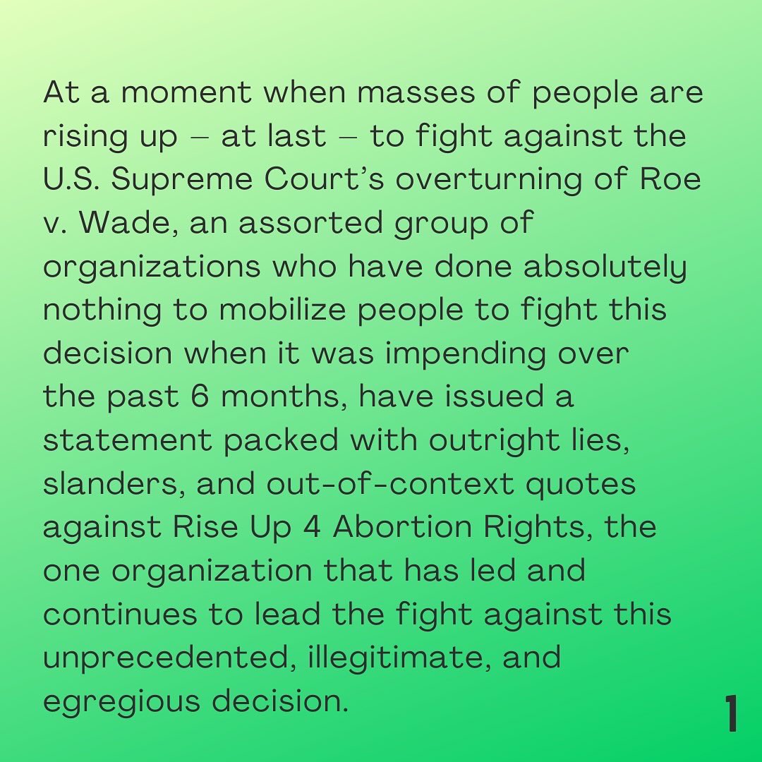 riseup4abortion's tweet image. To those who would rather lie, slander &amp;amp; attack Rise Up 4 Abortion Rights than unite all who can be united  against this fascist assault 
Statement from Rise Up 4 Abortion Rights co-initiators @MerleHoffman @SunsaraTaylor @LORISOKOLPHD
riseup4abortionrights.org/response/