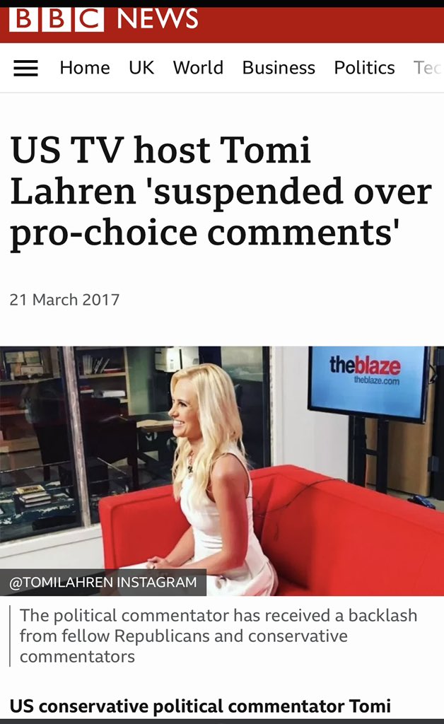 StickStoneNews's tweet photo. @TomiLahren Didn’t you support pro-choice back in 2017 and they kicked you off The Blaze? You tried to have autonomy and they checked your ass. Not an original thought in your head since. You’re just scratching to get back in, right? Pathetic. https://t.co/WlUJ6hxgNT