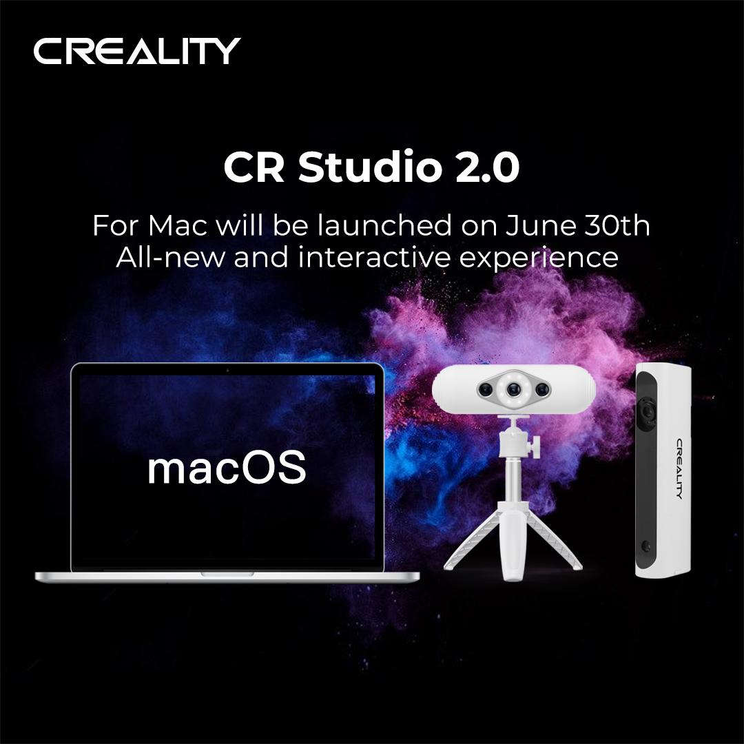 Creality3dP's tweet photo. 💥Mac verison of CR Studio 2.0 is coming! #cr_scan_lizard #cr_studio_2
🫵🫵Stick around for the download link on 30th June!

#Lizard_scanner #Creality_scanner #ender3_s1_plus #Ender3_s1_pro #CR10_smart_pro #sermoonV1 #halotone_plus #3D #creality #Ender #3dmodeling #3Dartist https://t.co/i5K92Y5T61