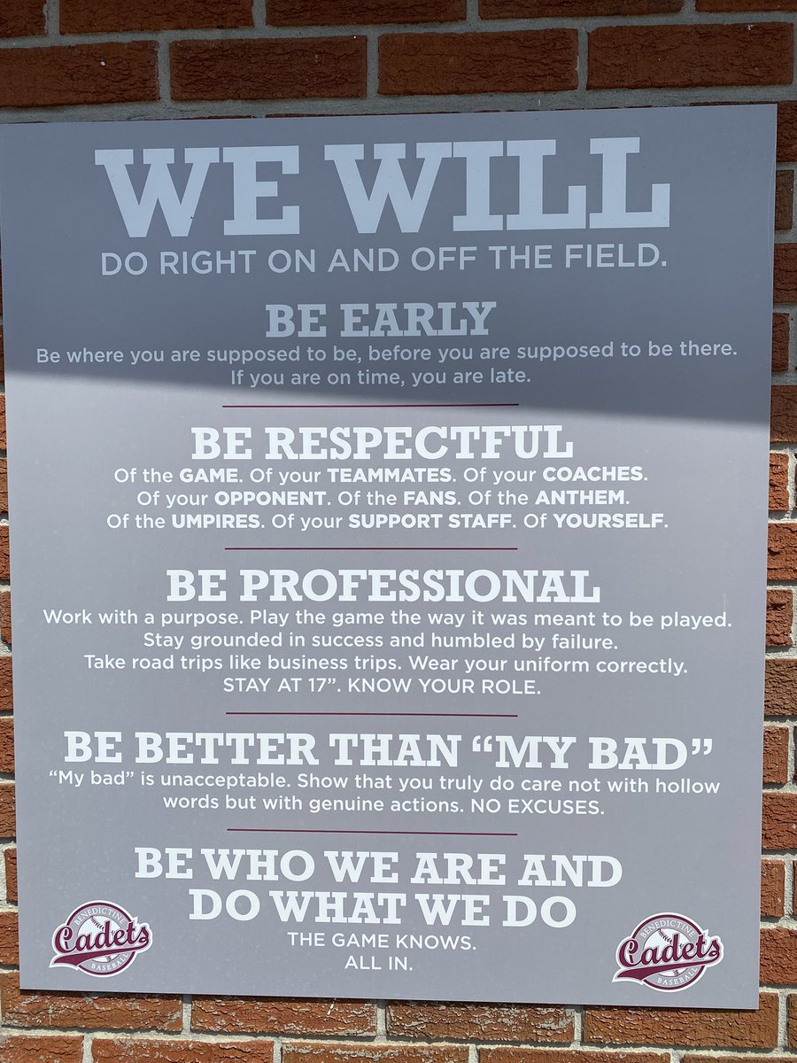 LeeHallfeedman's tweet photo. Visited the athletic facilities at Benedictine Military High School in Savannah. Quite impressive. Great words to live by! #benedictinemilitaryhighschool #cadets https://t.co/Ip7W8bnADA